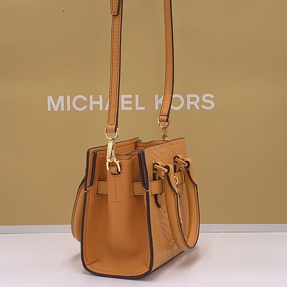Michael Kors HAMILTON XSMALL  Snake Embossed SATCHEL CROSSBODY BAG CIDER COLOR - Picture 4 of 16